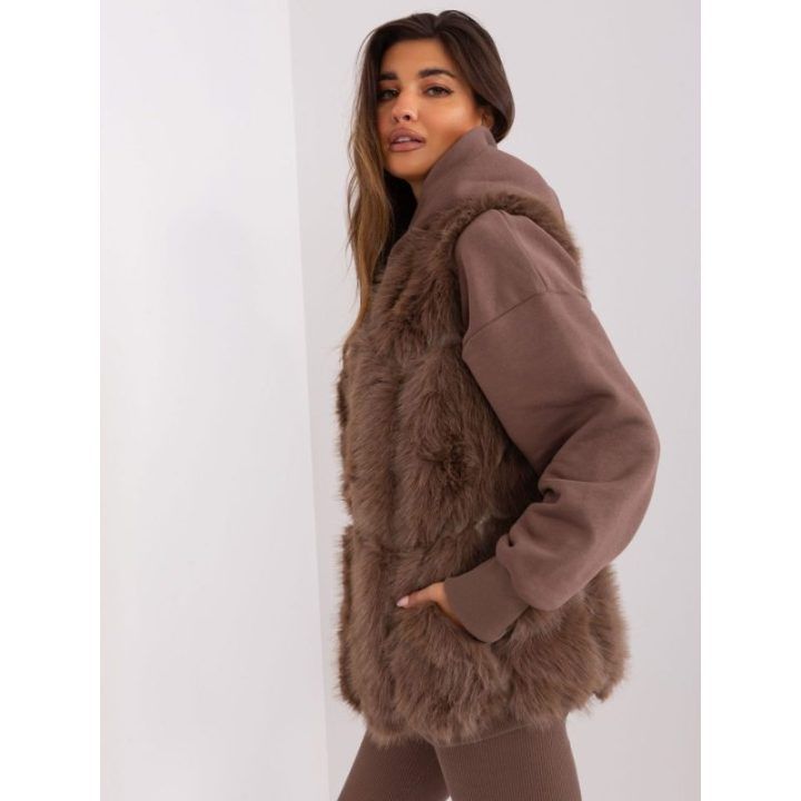 Moteriška kailinė liemenė Wool Fashion Italia, ruda