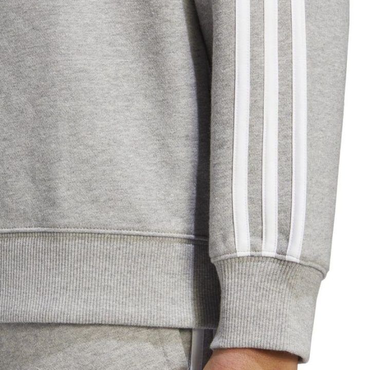 Moteriškas laisvo kirpimo medvilninis džemperis adidas 3-Stripes, pilkas