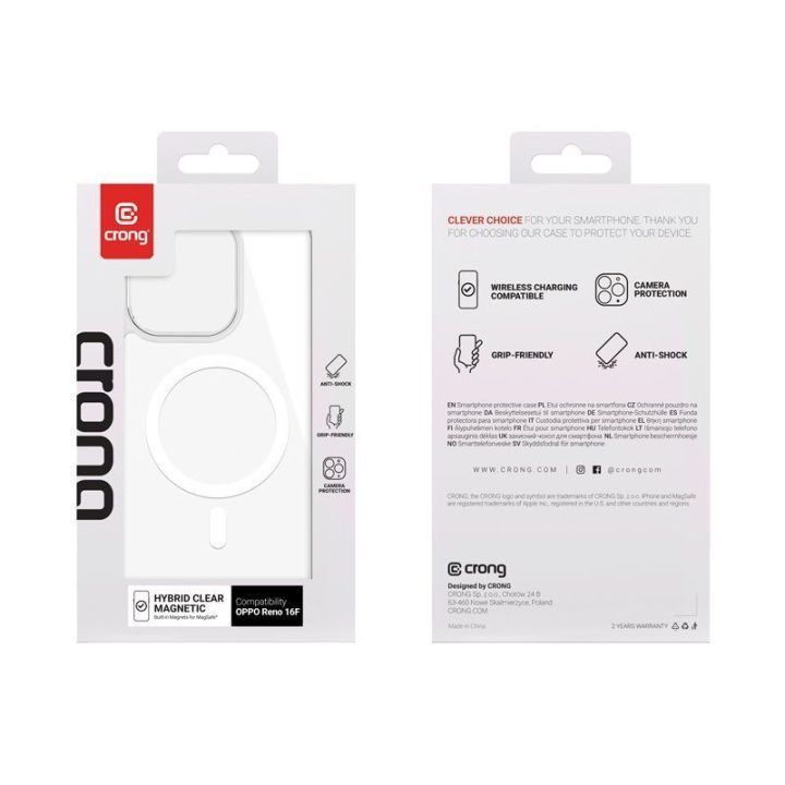 Dėklas OPPO Reno16 F 5G Crong Hybrid Clear Magnetic, skaidrus