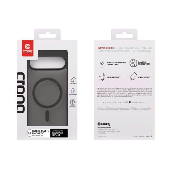 Dėklas Google Pixel 11 Pro XL Crong Hybrid Matte Magnetic, juodas