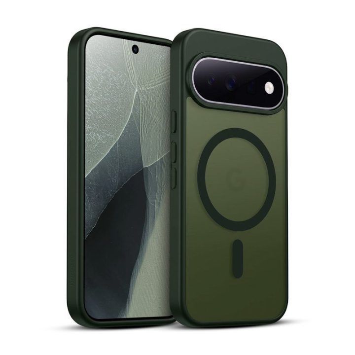 Dėklas Google Pixel 11 Pro Crong Hybrid Matte Magnetic su MagSafe, žalias