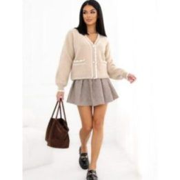 Moteriški mini šortai-sijonas su klostėmis Italy Moda, smėlio