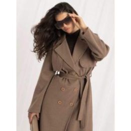 Moteriškas dvieilis demisezoninis paltas Italy Moda, tamsiai smėlio