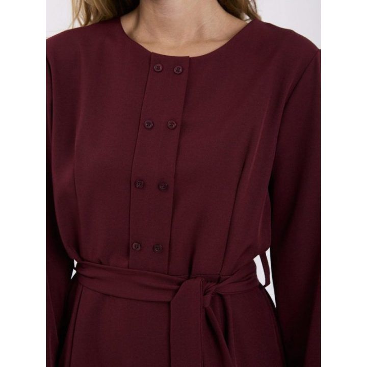 Moteriška platėjanti midi suknelė su diržu Italy Moda, bordo