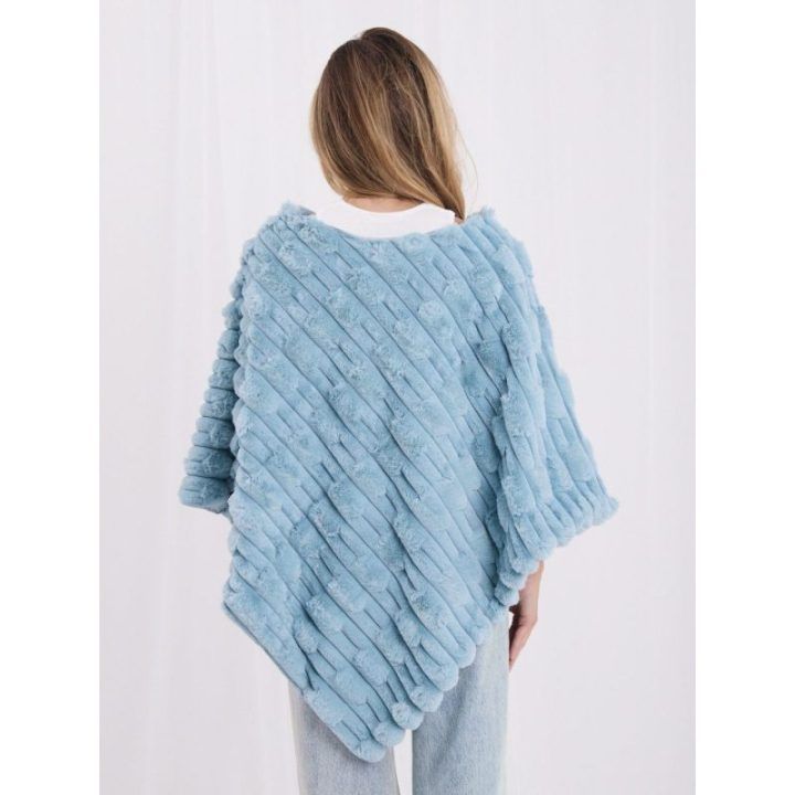 Moteriškas laisvo kirpimo pončas Wool Fashion Italia, mėtinis