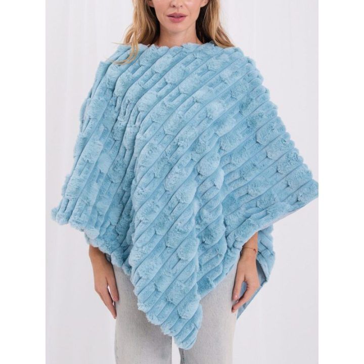Moteriškas laisvo kirpimo pončas Wool Fashion Italia, mėtinis