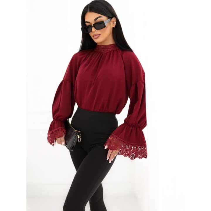 Moteriška proginė palaidinė su stačia apykakle Italy Moda, bordo