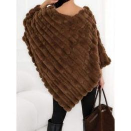 Moteriškas pončas Wool Fashion Italia, tamsiai smėlio