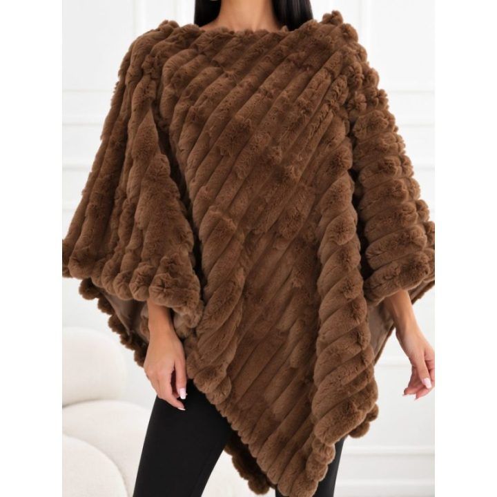 Moteriškas pončas Wool Fashion Italia, tamsiai smėlio