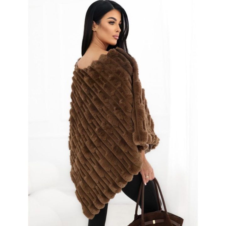 Moteriškas pončas Wool Fashion Italia, tamsiai smėlio