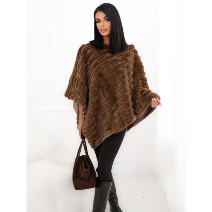 Moteriškas pončas Wool Fashion Italia, tamsiai smėlio