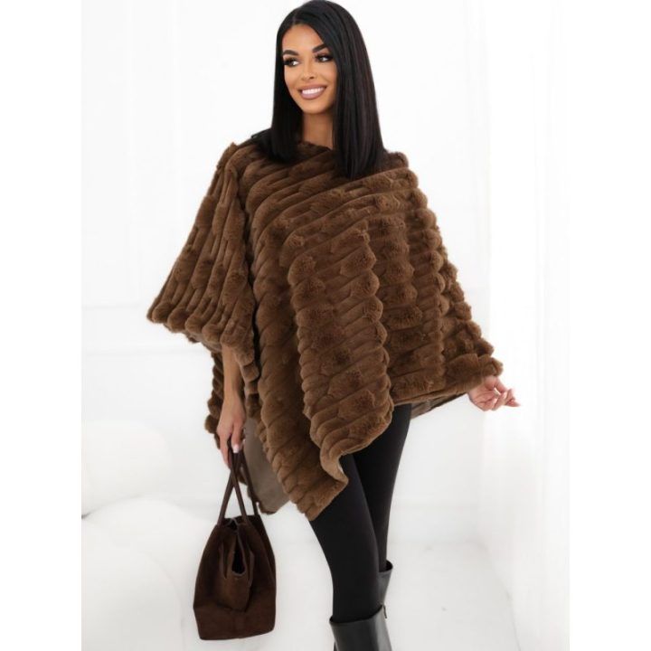 Moteriškas pončas Wool Fashion Italia, tamsiai smėlio