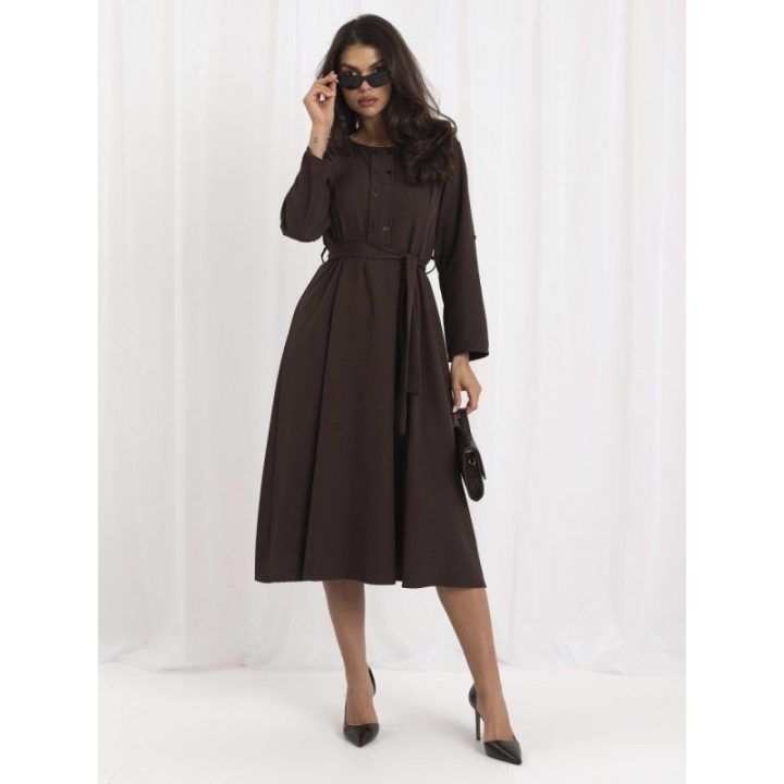 Moteriška platėjanti midi suknelė Italy Moda, tamsiai ruda