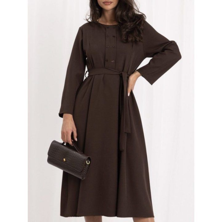 Moteriška platėjanti midi suknelė Italy Moda, tamsiai ruda