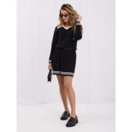 Moteriškas megztinio ir mini sijono komplektas Italy Moda, juodas