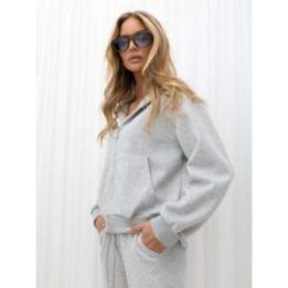 Moteriškas sportinis komplektas su užtrauktuku Italy Moda, pilkas