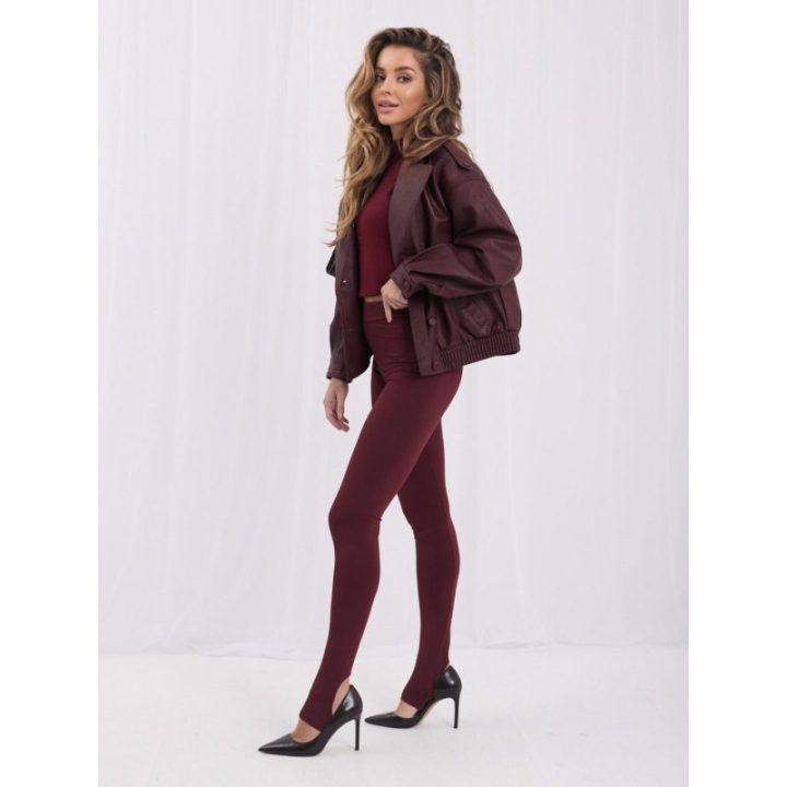 Moteriškos medvilninės tamprės su juostele po pėda Italy Moda, bordo