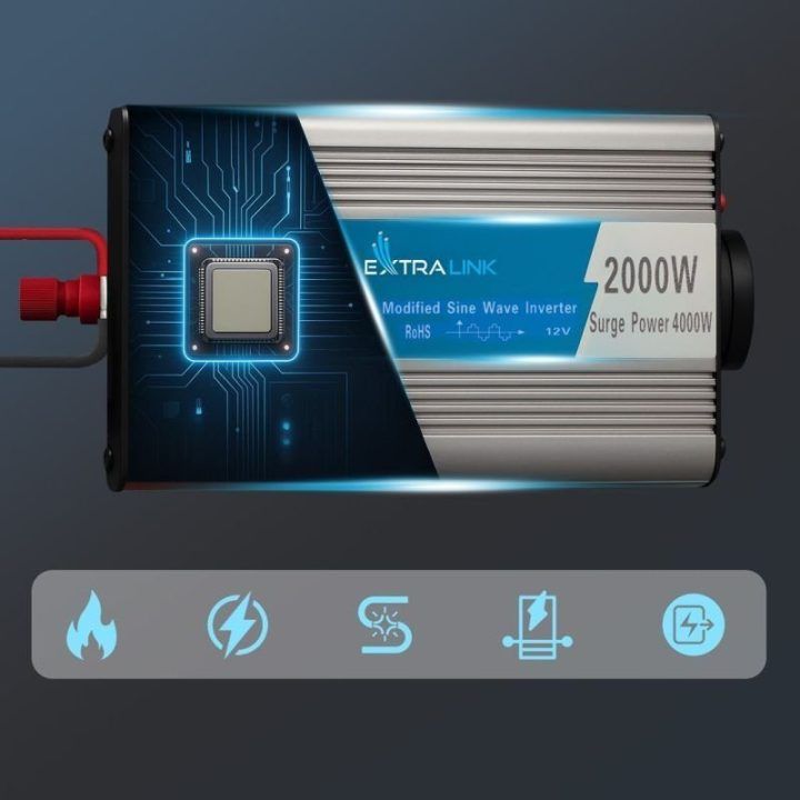 Automobilinis įtampos keitiklis Extralink, 12 V, 2000 W