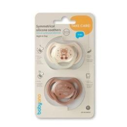 Simetrinių silikoninių čiulptukų rinkinys BabyOno, 0–6 mėn., 2 vnt