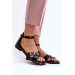 Moteriškos odinės basutės su persipinančiomis juostelėmis, STEP IN STYLE, juodos