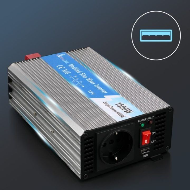 Automobilinis įtampos keitiklis 12 V, 1500 W, modifikuotos sinusoidės