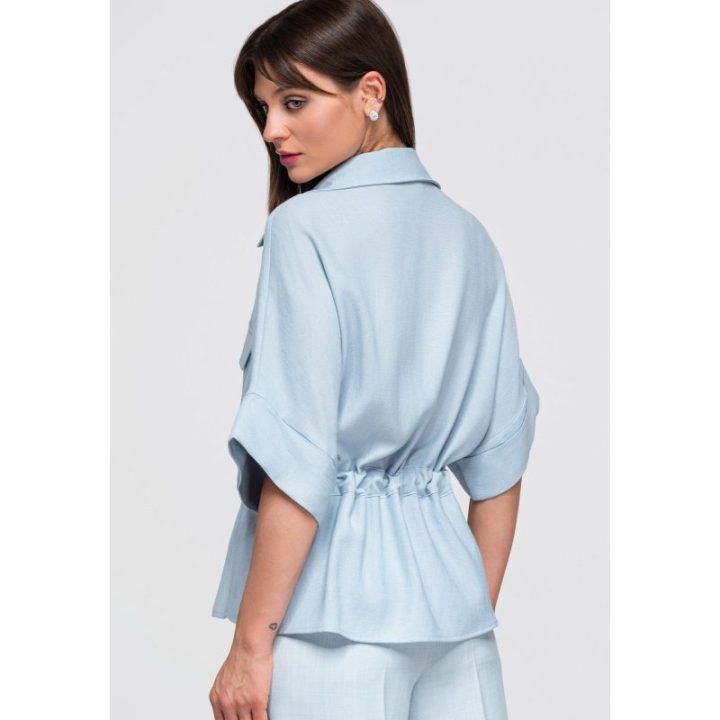 Moteriška medvilninė palaidinė su kimono rankovėmis Larica, mėlyna
