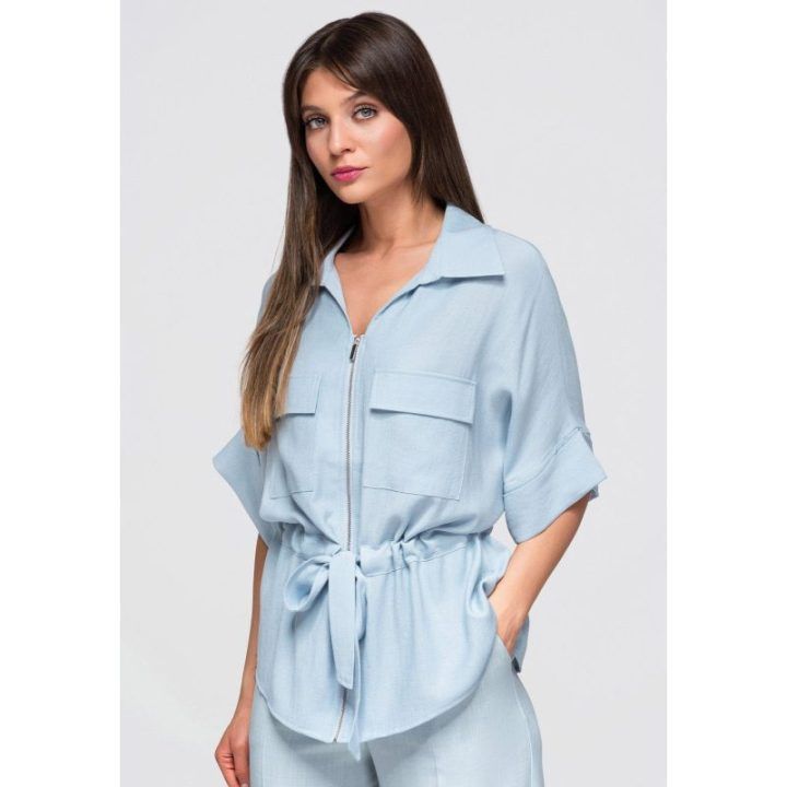 Moteriška medvilninė palaidinė su kimono rankovėmis Larica, mėlyna