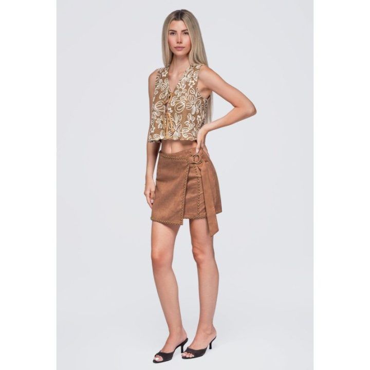 Apgaubiamo kirpimo mini sijonas Ombre, rudas