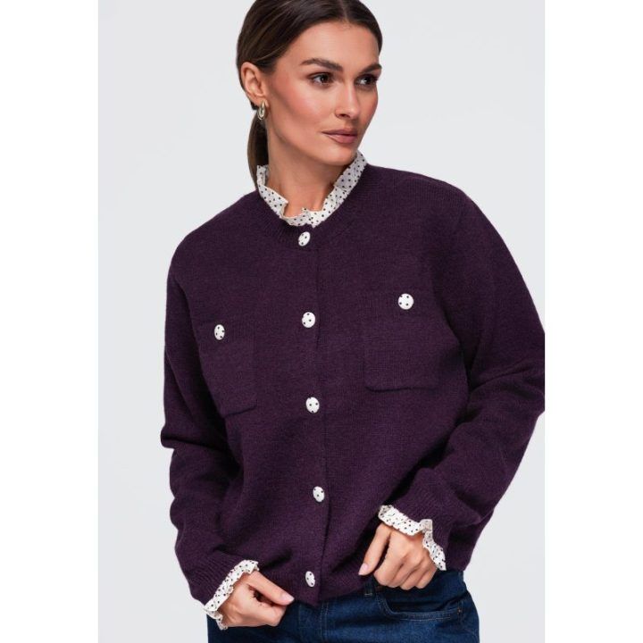 Moteriškas megztinis su sagomis Ombre, violetinis