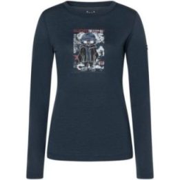 Moteriški merino termo marškinėliai su pele Super.Natural Crazy Mouse LS, tamsiai mėlyni