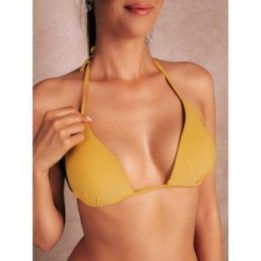 Moteriškas bikinis su nugaroje rišama liemenėle, geltonas
