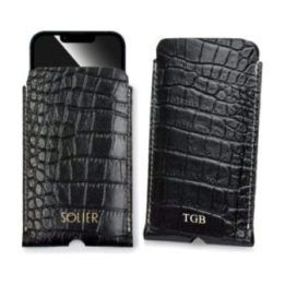 Personalizuojamas odinis dėklas iPhone 12/13/14 Solier, juodas