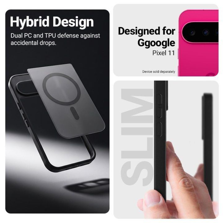 Dėklas Google Pixel 11 Crong Hybrid Matte Magnetic su MagSafe, rožinis