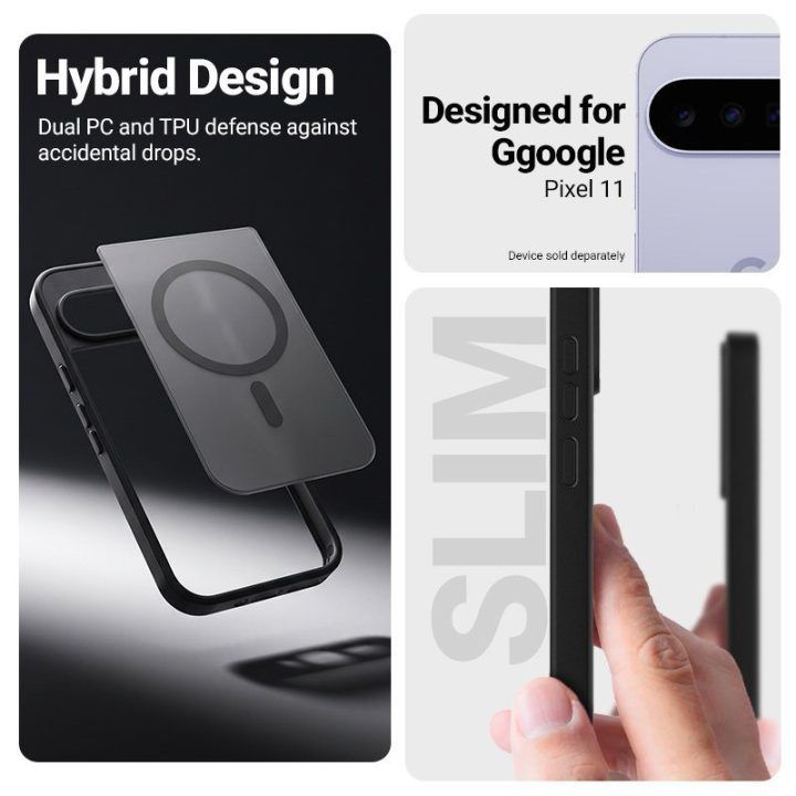Dėklas Google Pixel 11 Crong Hybrid Matte Magnetic su MagSafe, levandų spalvos