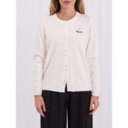 Moteriškas kardiganas su takso siuvinėjimu Italy Moda, kreminis