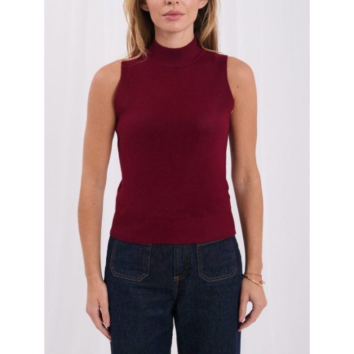 Moteriška megzta liemenė be rankovių Italy Moda, bordo