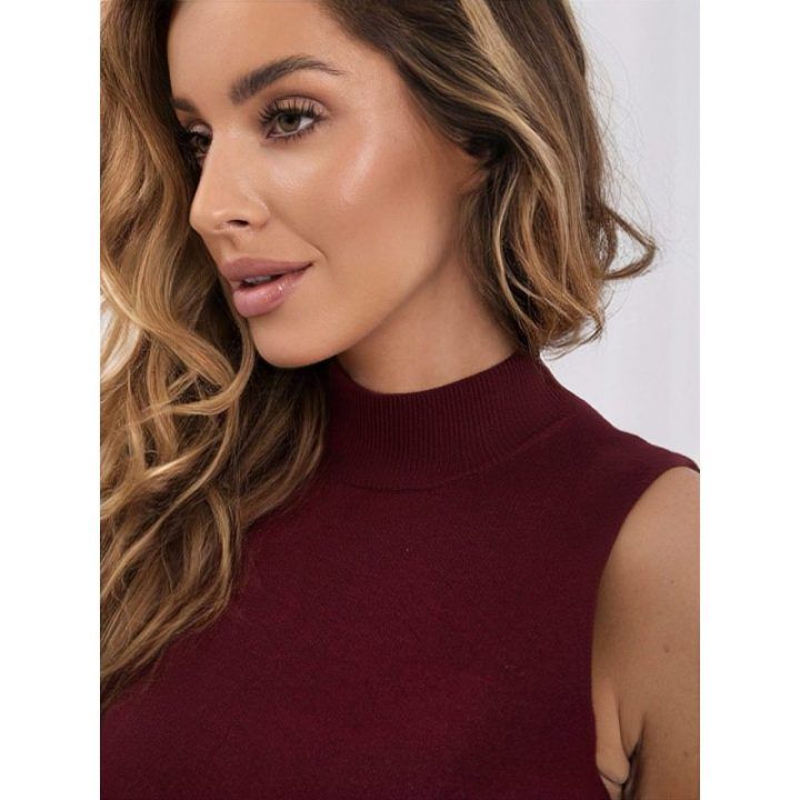 Moteriška megzta liemenė be rankovių Italy Moda, bordo