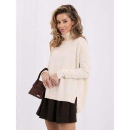 Moteriškas laisvo kirpimo megztinis Italy Moda, šviesiai smėlio
