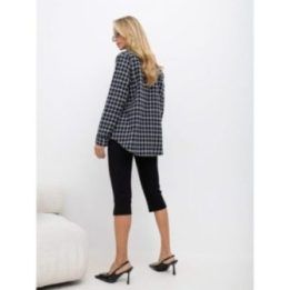 Moteriški medvilniniai languoti marškiniai Italy Moda, tamsiai mėlyni