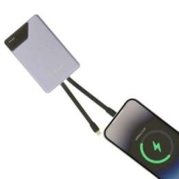 Išorinė baterija su laidais Tellur, 10 000 mAh, violetinė