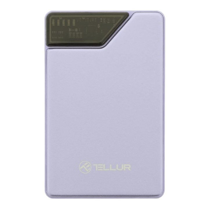 Išorinė baterija su laidais Tellur, 10 000 mAh, violetinė