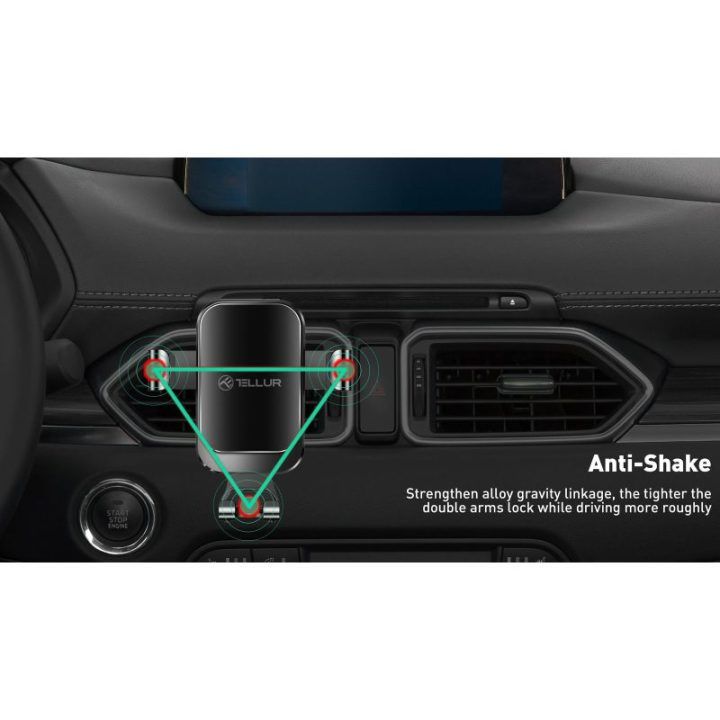 Automobilinis telefono laikiklis Tellur Gravity, juodas