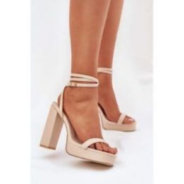 Moteriškos basutės su storu kulnu Step In Style, 12,5 cm, smėlio