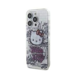 Dėklas iPhone 14 Pro su Hello Kitty grafičio raštu, baltas