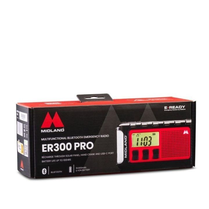 Radijo žadintuvas su žibintuvėliu Midland PRO, 10 000 mAh