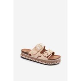 Moteriškos platforminės basutės su dviem sagtimis Step in style, smėlio