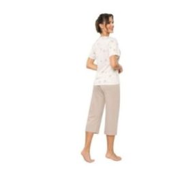 Moteriška medvilninė pižama su 3/4 ilgio kelnėmis Donna, smėlio