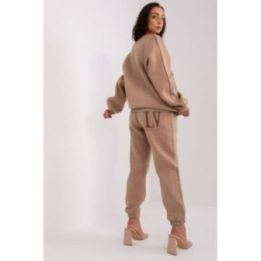 Moteriškas dviejų dalių laisvalaikio kostiumas Ex Moda – smėlio / balta