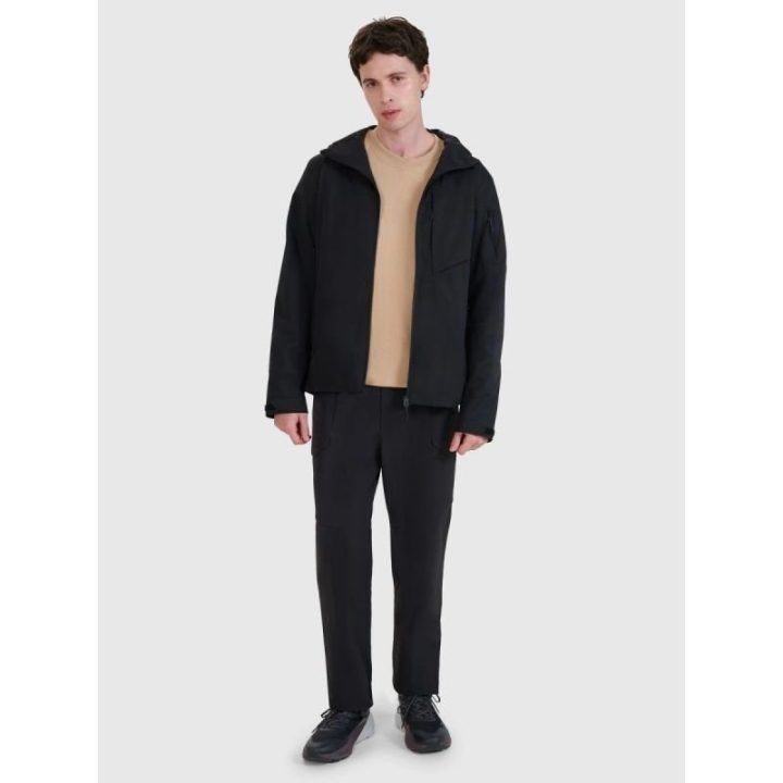 Vyriška pereinamojo sezono striukė su klijuotomis siūlėmis 4F, juoda