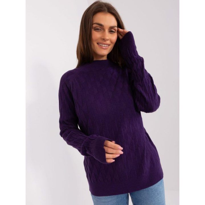 Moteriškas megztinis Wool Fashion Italia, tamsiai violetinis